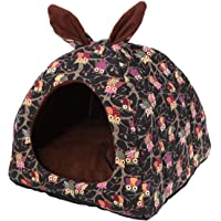 POPETPOP Casa para Gatos- Cama 2-en-1 Forma de Cueva Plegable- Cueva Suave con Cojín Extraíble para Gatos y Perros…